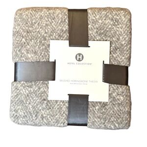 HOTEL COLLECTION Brushed Herringbone Throw 45”x60” NWT